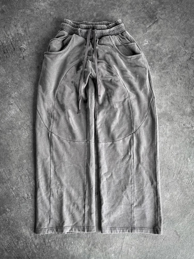 HEARUJOY  -  Outdoor Casual Men's Loose Sweatpants 2025 Autumn Y2K Style Double Waist Drawstring Straight Pants For Men Hip Hop Baggy Pants