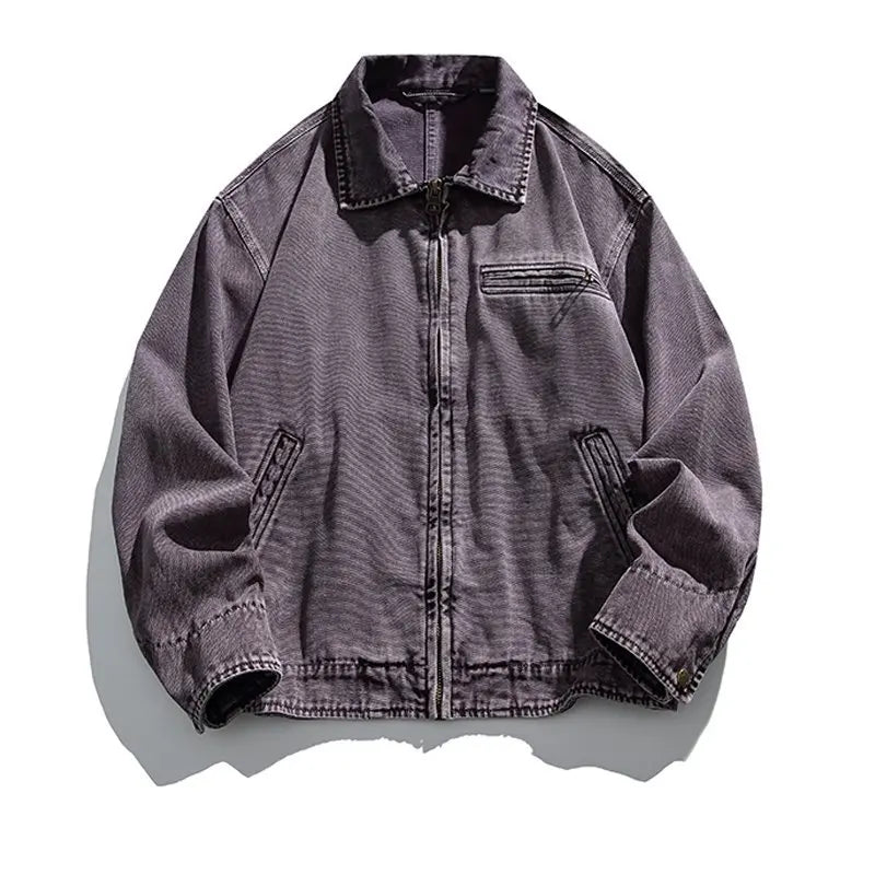 HEARUJOY  -  Japan Vintage Detroit Jacket Hand-Brushed Washed Canvas Artisan Dyed Workwear Overshirt Heritage Notch Collar Coats