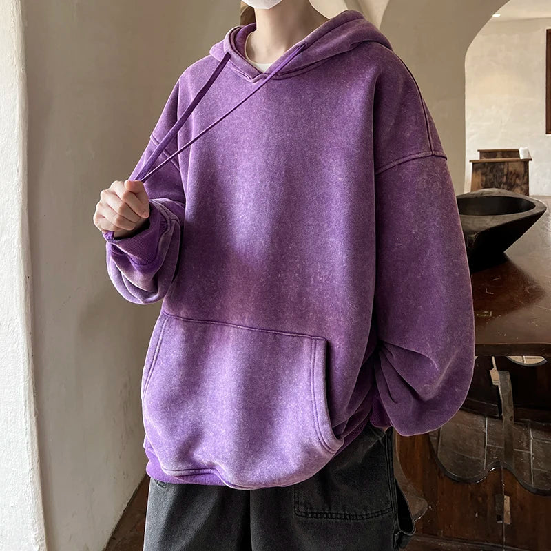 HEARUJOY  -  Men Hooded Hoodies Pullover Autumn Men Sweatshirts Hoodie Men Solid Color Streetwear Basics Hoodie Male Harajuku Clothes