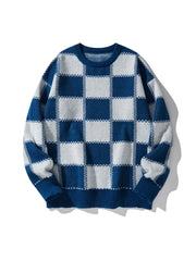HEARUJOY  -  New Popular Autumn Winter Plaid Jacquard Pattern Pullover Sweater Casual Round Neck Contrast Color Knitted Men's Pullover