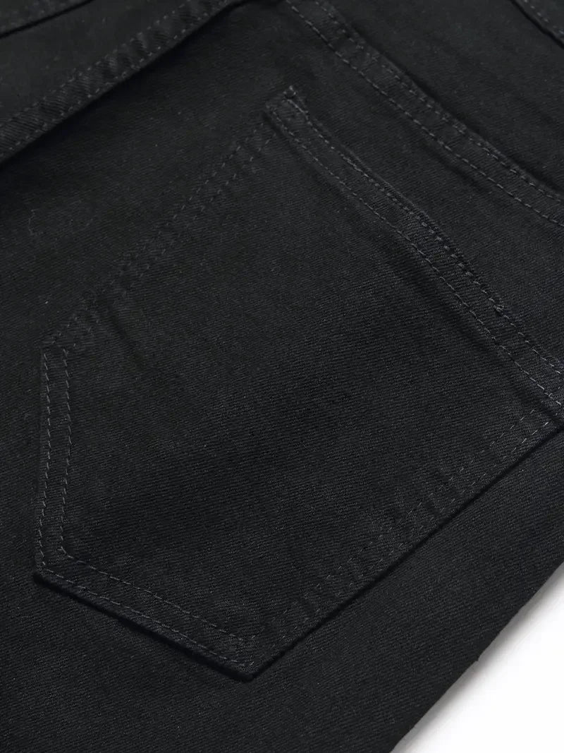 HEARUJOY  -  Men'S Slim-Fit Dark Cotton Jeans - Stretch Denim Pencil Pants, Machine Washable