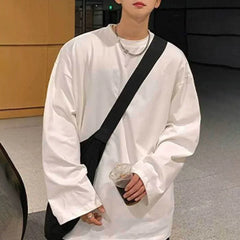 HEARUJOY  -  Casual Spring Autumn Shirt 5XL Black Thin Casual Tops Solid Color T-Shirt Regular Length Shirt Daily Wear Shirt