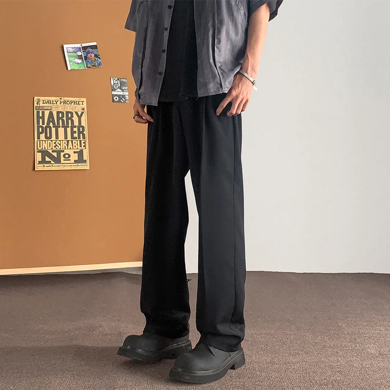 HEARUJOY  -  Khaki/Black/Gray Mens Korean Solid Color Harem Pants Japanese Streetwear Harajuku Casual Loose Trousers Plus Size 5XL-M