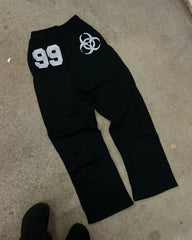 Hearujoy Y2K 99 Black Hip Hop Pants Mens Harajuku Loose Casual Sweatpants New in 2024 Elastic Waist Drawstring Letter Jogging Pants