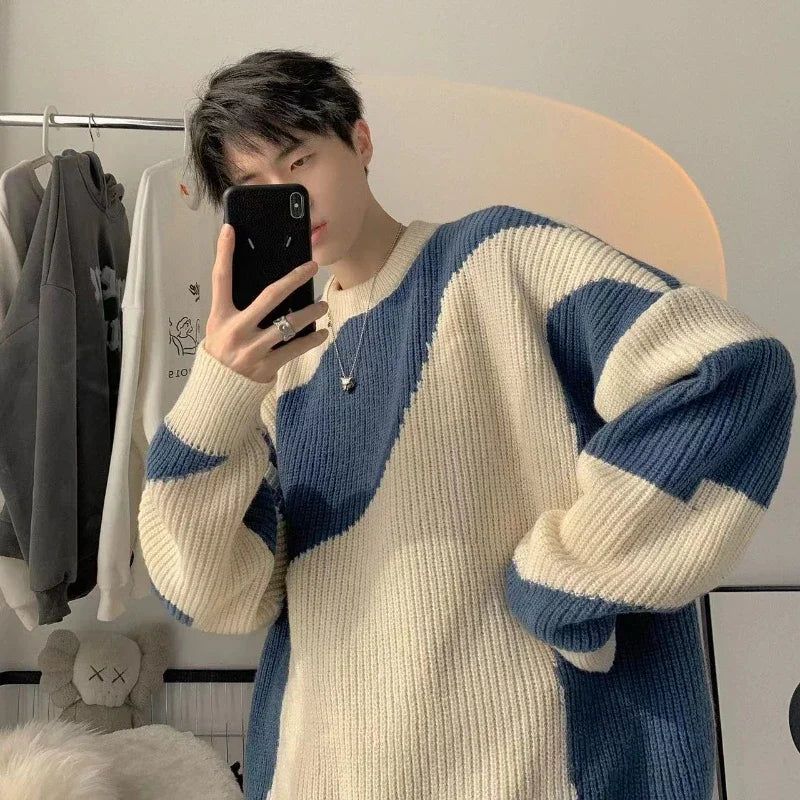 Hearujoy New Sweater Men's Korean Fashion Loose Outerwear Spring and Fall Thickened Retro Inner Knitwear Men's Clothing Winter Pullover