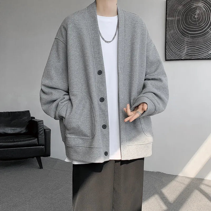HEARUJOY  -  Autumn Spring 2025 Hoodie Sweatshirt Men's Hip Hop Loose Black Grey Cardigan Streetwear Casual Fashion Clothes OverSize S-5XL