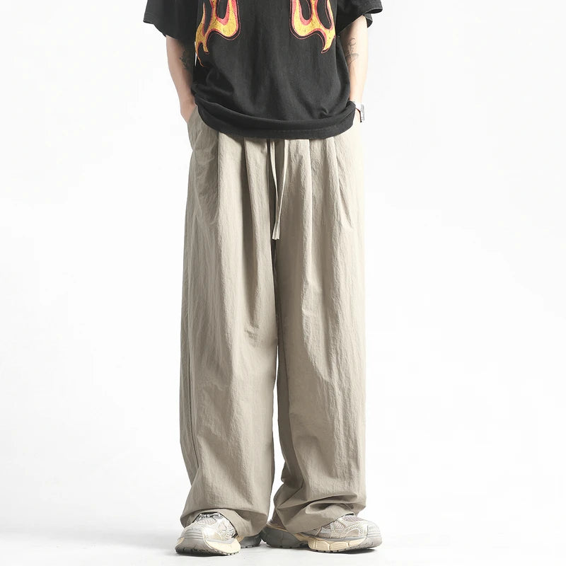 HEARUJOY  -  Y2K Men Streetwear Cargo Pants Korean Cotton Line Trousers Men Wide Leg Pants Solid Color Loose Joggers Baggy Harem Pants