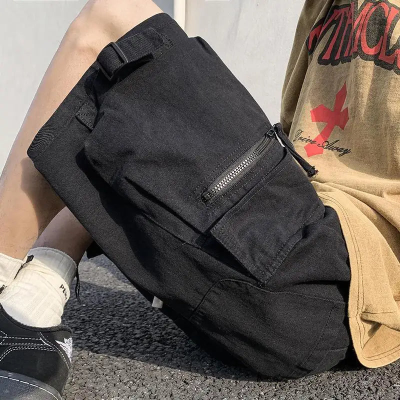 HEARUJOY  -  Summer Work Shorts Men's High Street Fashionable Casual Straight Pants Japanese Loose Multi-pocket Sports Pockets Pants