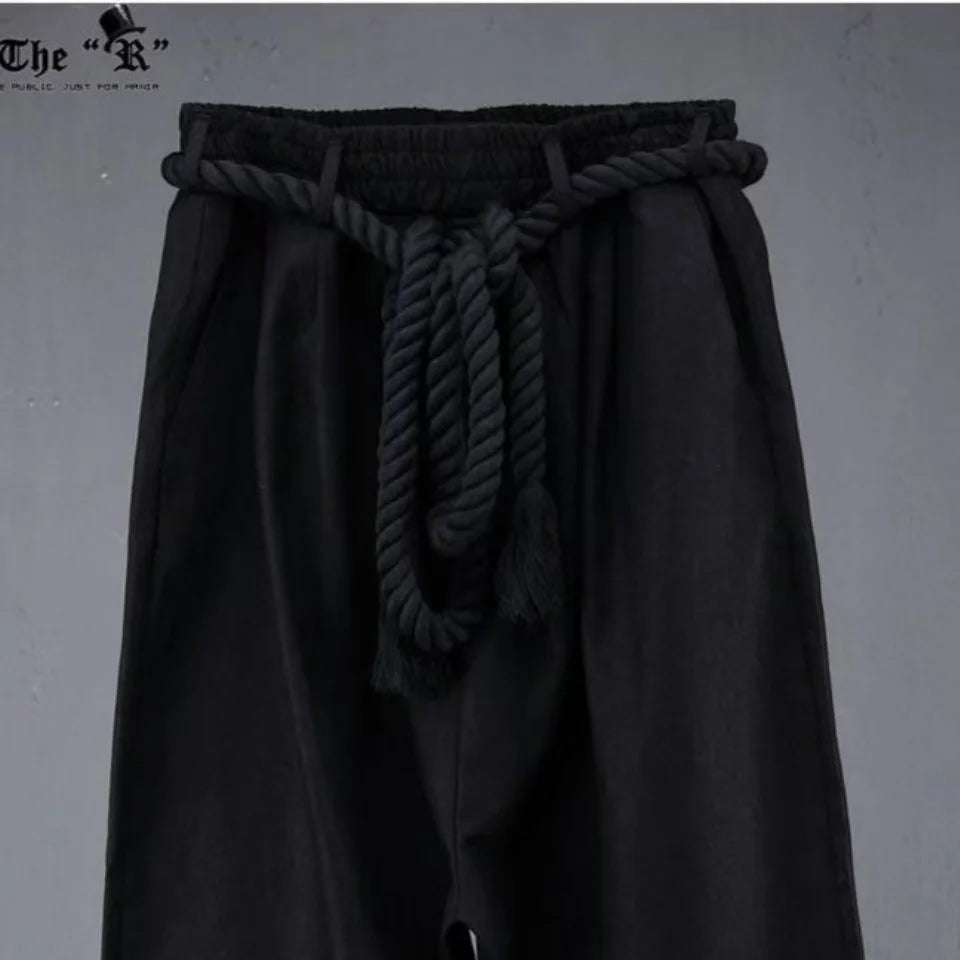HEARUJOY  -  XS-6XL Y2k Belt Dark Style Casual Skirt Pants Genderless Unisex Streetwear Fashion Versatile Samurai Pants Hakama Pants 2025 New