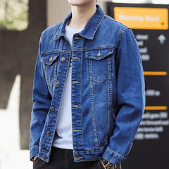 HEARUJOY  -  Spring and Autumn Men's New Spliced Turn-down Colla Button Pocket Fashion Solid Color Loose Comfortable Long Sleeve Jackets