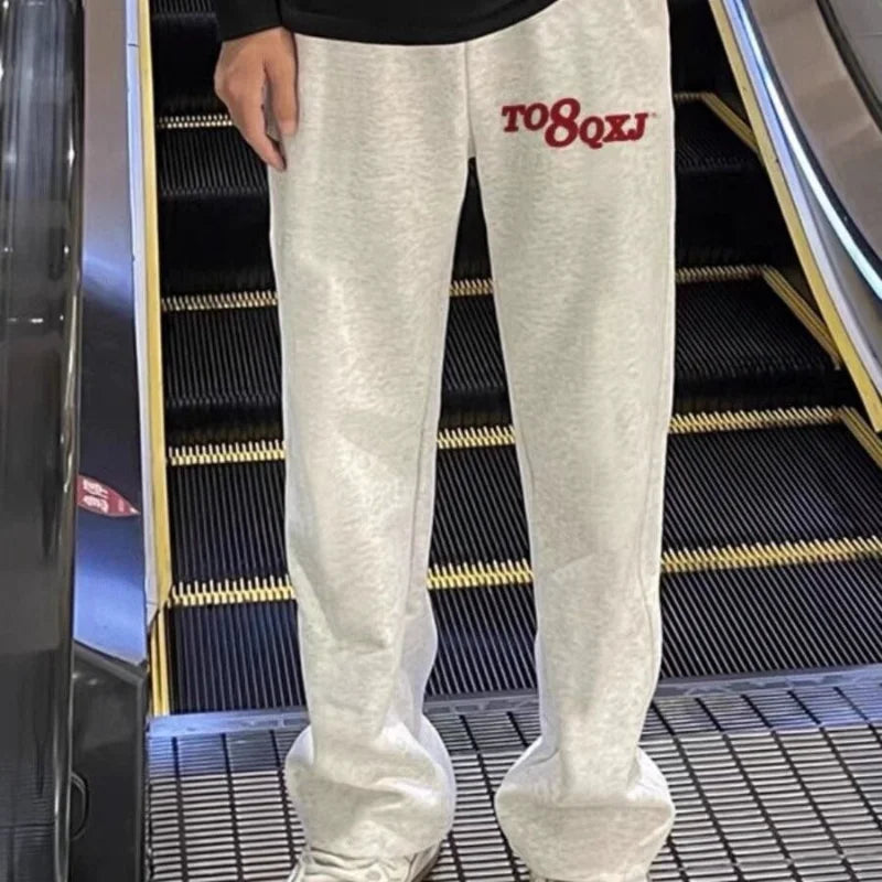 HEARUJOY  -  American Retro Trendy Sports Simple Style Straight Men Casual Loose Trousers Versatile Wide Legs