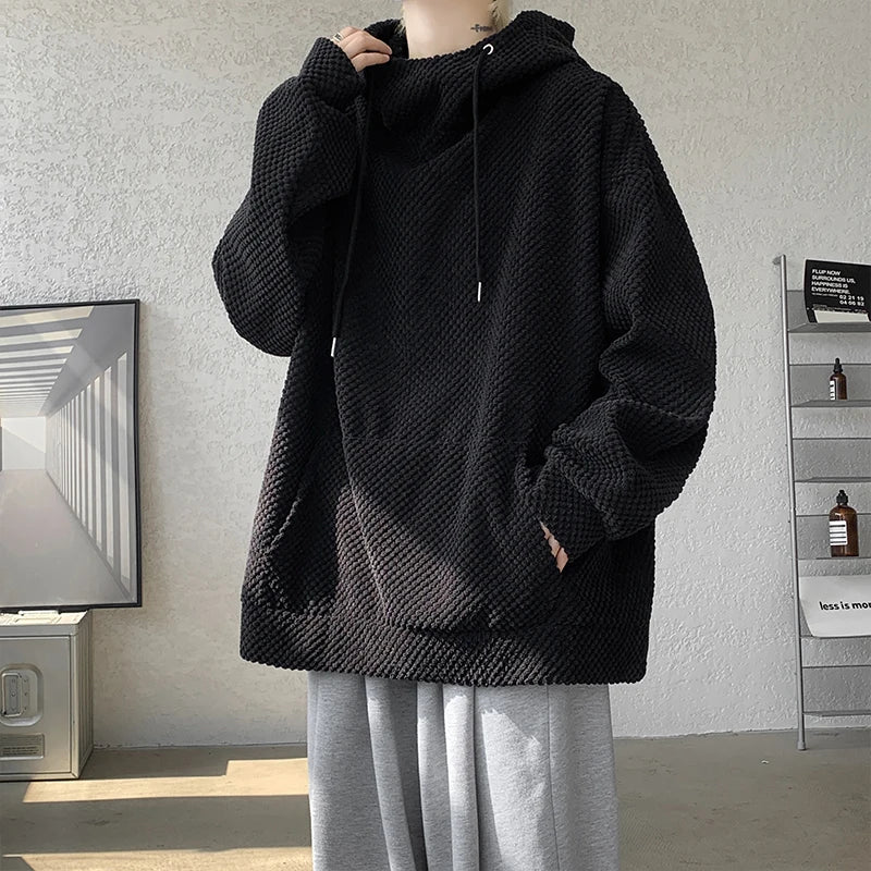 Hearujoy Harajuku Corduroy Hoodies Men High Quality Streetwear Loose Y2k Hip Hop Hooded Sweatshirts Couple Clothing Female Pullovers