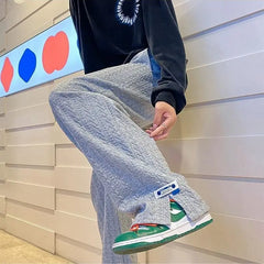 Hearujoy blue trousers sports men's and women's spring tide brand trendy trousers retro fashion wide-leg mopping casual sweatpants