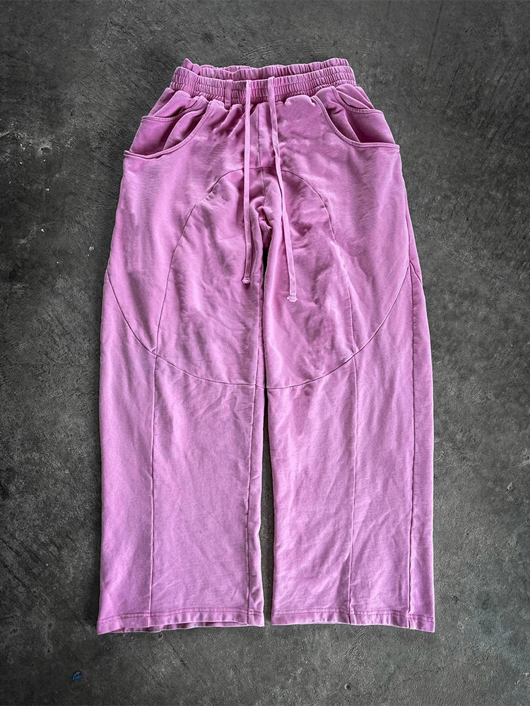 HEARUJOY  -  Outdoor Casual Men's Loose Sweatpants 2025 Autumn Y2K Style Double Waist Drawstring Straight Pants For Men Hip Hop Baggy Pants