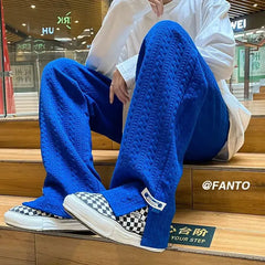 Hearujoy blue trousers sports men's and women's spring tide brand trendy trousers retro fashion wide-leg mopping casual sweatpants