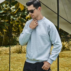 HEARUJOY  -  Men New Hoodies O Neck Sweatshirts Pullover Solid Sweatshirt Loose Sweatshirt Sports Casual 2025 Spring Spliced Slight Strech