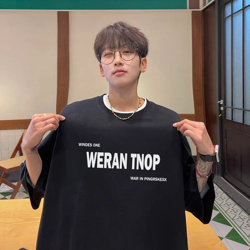 HEARUJOY  -  T Shirt Oversized Cotton For Men White Men's Letter Print T-shirts Men Casual Wear Summer Tee Shirts 5XL Big Size Clothing