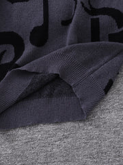HEARUJOY  -  New Popular Autumn and Winter Letter Note Jacquard Pattern Pullover Sweater Casual Round Neck Contrast Color Knitted Men's Pullover