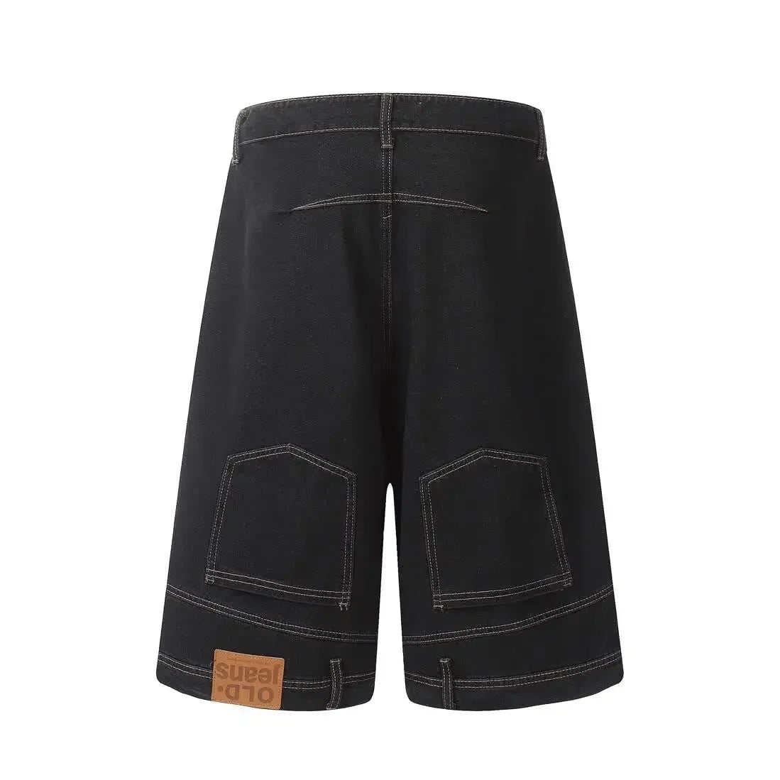 HEARUJOY  -  Hip Hop Retro Waist Inverted Design Men Denim Shorts Instagram Gothic Street Apparel Loose Straight Leg Pants Sports Pants