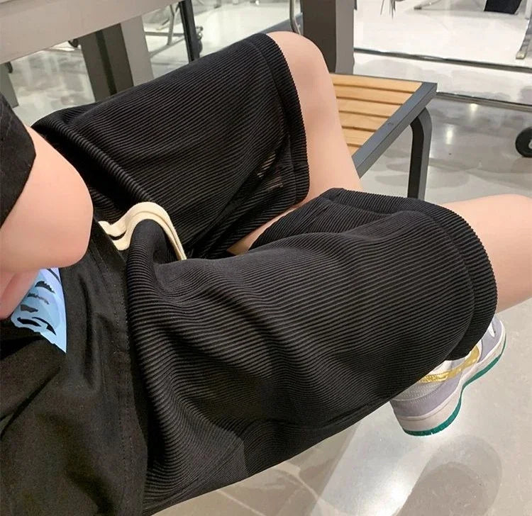 HEARUJOY  -  With Pockets Man Short Pants Baggy Wide Loose Shorts for Men Drawstring Xl Casual Xxl Hot Deals Korean Style Clothing Elastic