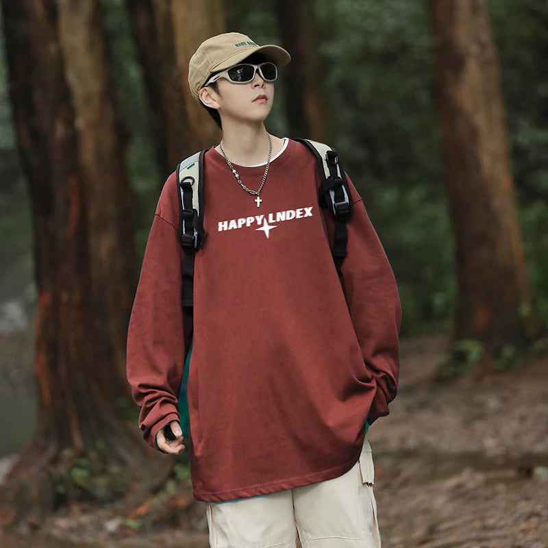 HEARUJOY  -  Y2k T Shirt for Men Autumn Oversized Long-Sleeved Tees Men Clothing Letter Printed Gym Anime Shirt Tops Man Graphic T Shirts
