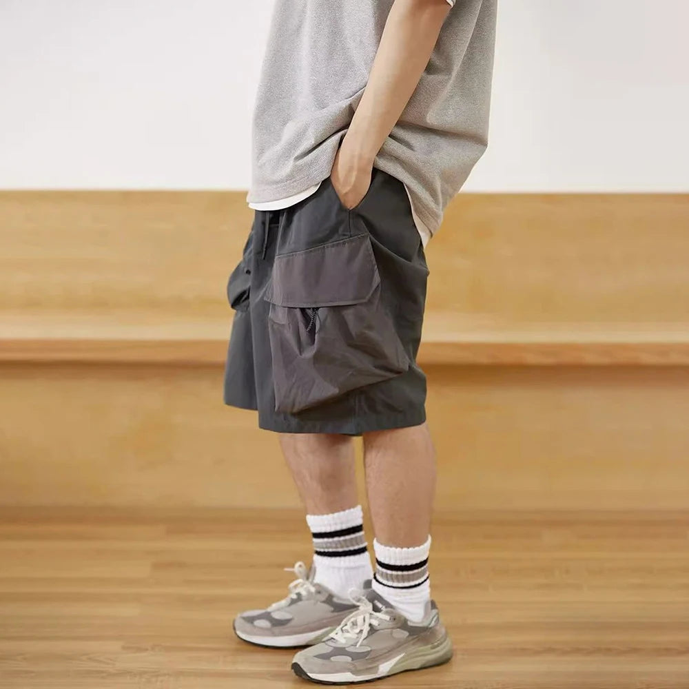 Hearujoy Mens Street Wear Summer Shorts Workwear Three-Quarter Pants Fashion Trend Home Color Matching Casual Shorts Sports Beach Pants