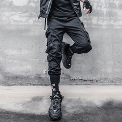 Hearujoy Tactical Functional Cargo Pants Joggers Men Multiple Pockets Trousers Autumn Hip Hop Streetwear Harem Pant Black