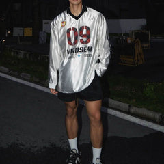 HEARUJOY  -  Autumn New Men's V-Neck Long-Sleeved T-Shirt American Retro Fashion Trend Street Hip-Hop Loose Casual Breathable Niche Men's Top