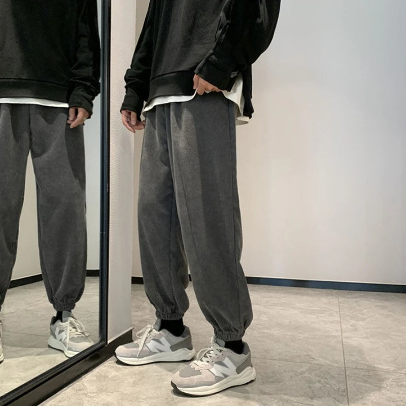 HEARUJOY  -  Man Sports Pants Harem Trousers Comfortable Y2k Cool Autumn Winter Casual Korean Sweatpants for Men Fleece-lined and Extra Thick