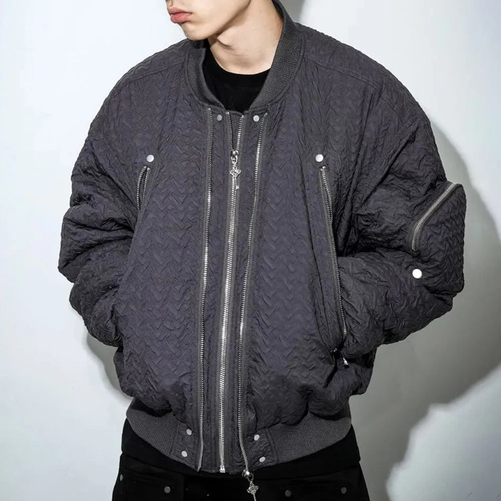 Hearujoy Aviator Style Jacket Retro Winter And Autumn Zipper Fashion Trendy Wrinkled Niche Men And Women Personalized Vibe Caot For Men