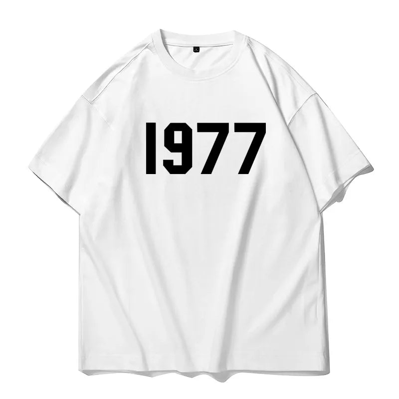 HEARUJOY  -  High Street 1977 T Shirts Men Summer Short-sleeve Oversized T-Shirt Basic Casual O Neck Streetwear Tee Shirt Unisex Tops