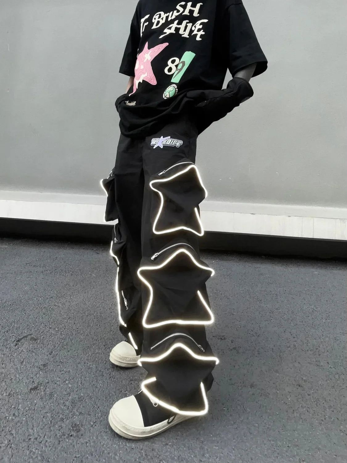Hearujoy Cargo Pants Men Y2k Pants Hip Hop Punk Black Casual Goth Joggers Men Sweatpants Oversized Star Pocket Baggy Hosen Streetwear