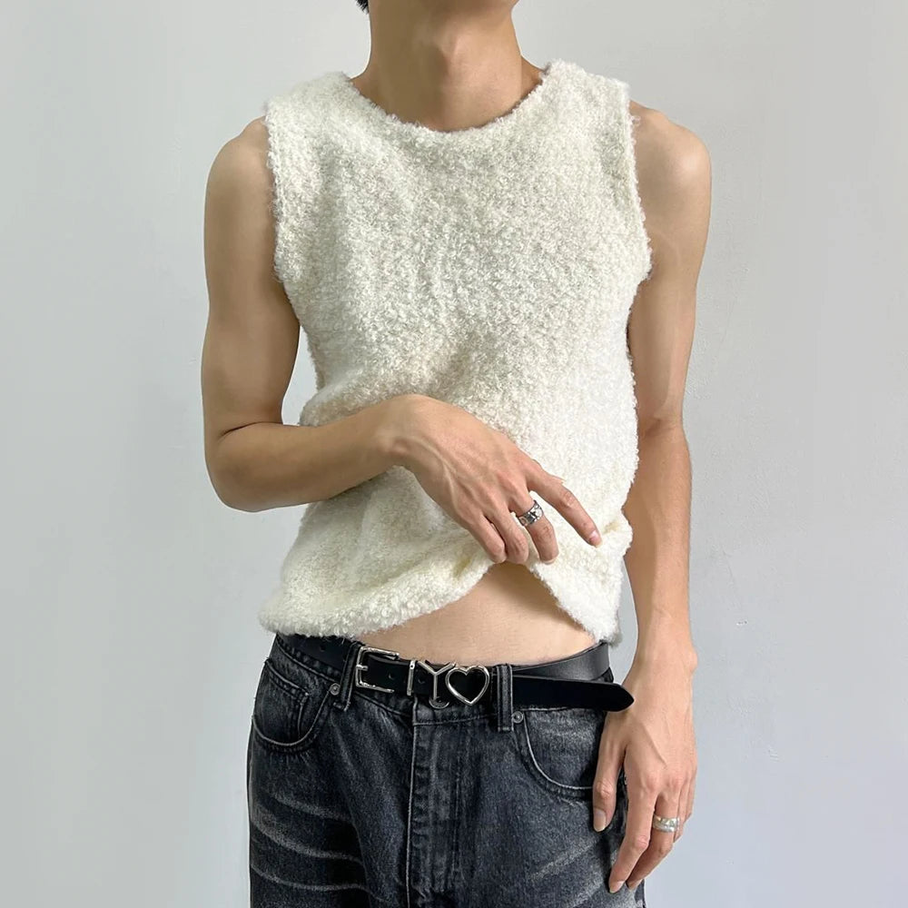 HEARUJOY  -  Mens Sexy Slim Shearling Vest 2025 New Genderless Fashion Youth Trend Versatile Comfortable Solid Color Simple Tank Top Unisex