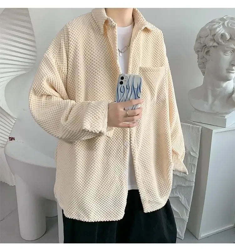 HEARUJOY  -  New Men's Corduroy Shirt Jacket Handsome Long-sleeved Top
