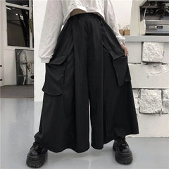 HEARUJOY  -  XS-5XL Gothic Culottes Dark Workwear Big Pocket Samurai Pants Hakama Genderless Streetwear Wide-Leg Pant Men'S Clothing 2025 New