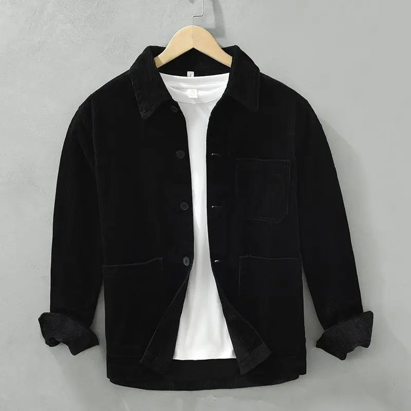 HEARUJOY  -  Japanese Retro Corduroy Long-sleeved Shirt Men Autumn Jacket American Workwear Casual Cardigan