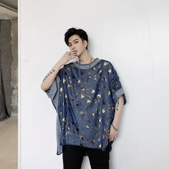 Hearujoy Korea Harajuku Summer Fashion Pattern Patchwork Men's T-shirt Round Neck Short Sleeve Tees Tide Loose Casual Tops