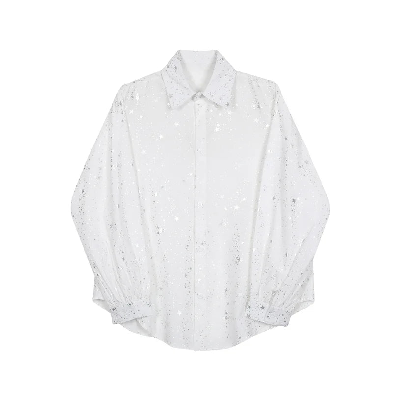 Hearujoy Spring New Male Casual Chiffon Shirts Men's Lapel Niche Desgin Shirt Long Sleeve Shirt Male Stage Show Dress Shirt