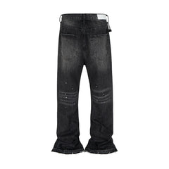 Hearujoy Ink Painted Washed Blue Baggy Boot Cut Mens Straight Casual Loose Jeans Oversized Vintage Cargo Pants Black Denim Trousers