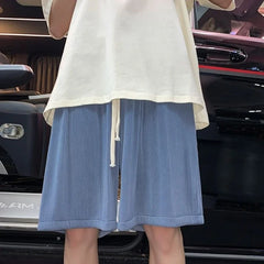 HEARUJOY  -  With Pockets Man Short Pants Baggy Wide Loose Shorts for Men Drawstring Xl Casual Xxl Hot Deals Korean Style Clothing Elastic