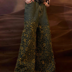 Hearujoy American High Street Irregular Hole Jeans Straight Casual Pants Vintage Wide Leg Male Trousers Fashion 24E1290