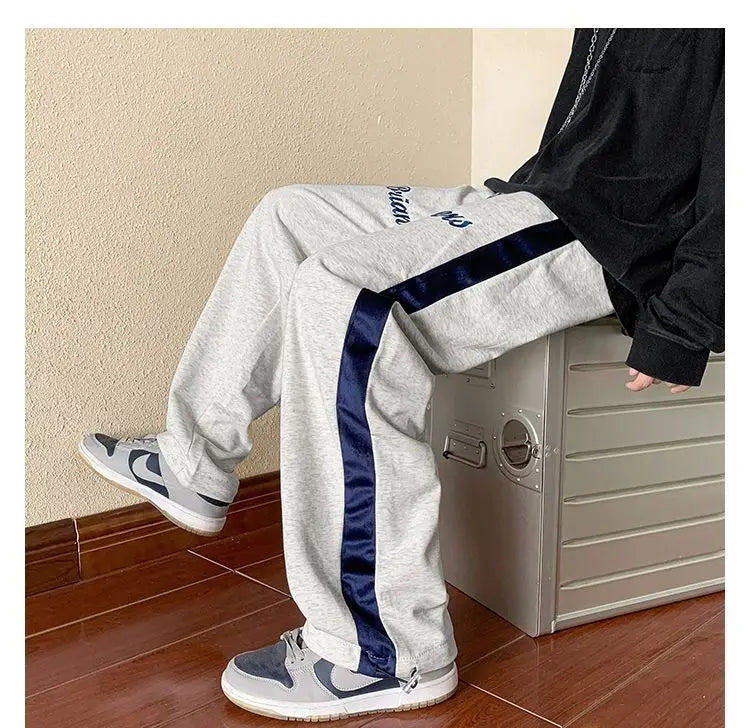 HEARUJOY  -  Wide-leg American Sweatpants Men's Spring Autumn Campus Casual Loose