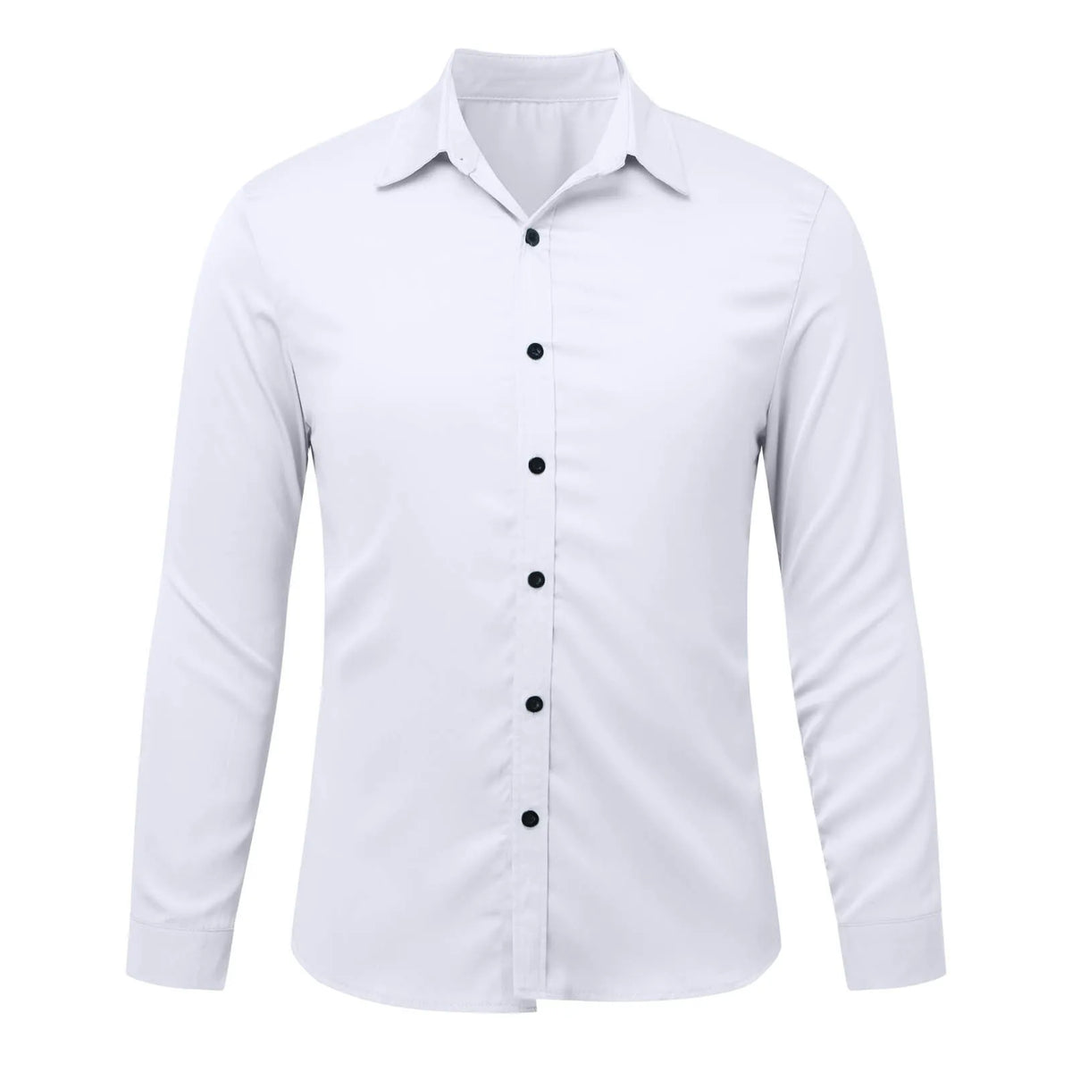HEARUJOY  -  Stylish Collar Solid Color Smooth Thin Long Sleeve Casual Shirt Men's Shiny