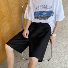 HEARUJOY  -  Summer Black Suit Shorts Men Fashion Social Mens Dress Shorts Korean Khaki Casual Suit Shorts Mens Office Formal Shorts M-2XL