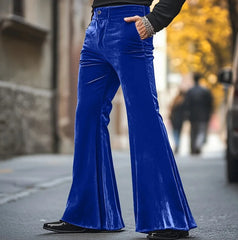 HEARUJOY  -  Men's Velvet Pants with Pockets, Solid Color Comfortable Soft, Daily Wear Fashionable Street-style Trousers