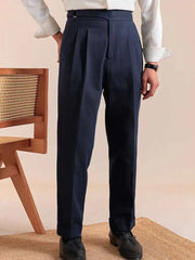 HEARUJOY  -  Pure Cotton Casual Pant Men Double Pleated High Waisted Breathable Trousers Business Casual Formal Pants Men Social Trousers