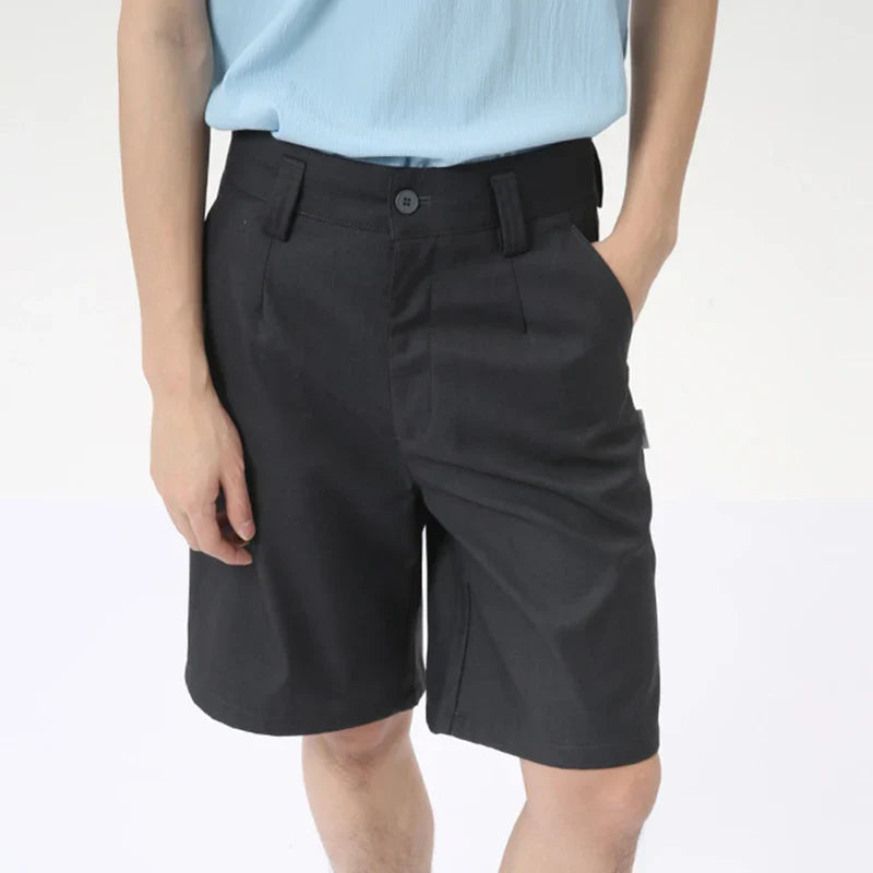 Hearujoy Simple Men's Casual Shorts Loose Zippers Solid Color Straight Wide Leg Male Trousers Summer Fashion 9C6261