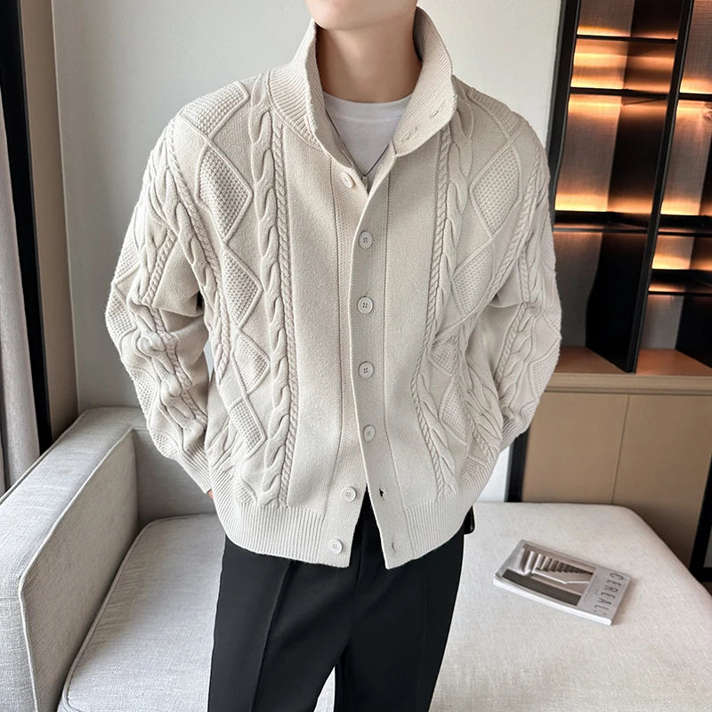 Hearujoy Winter Sweater Cardigan Men Warm Fashion Retro Knit Sweater Jacket Men Korean Loose Cardigan Sweater Mens Jumper Clothes M-3XL