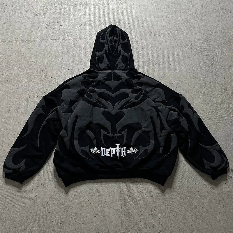 HEARUJOY  -  New Fashionable Mens Baggy Hooded Sweatshirts 2025 Autumn Streetwear Vintage Jacquard Hoodies For Men Outdoor Casual Hoodie Top