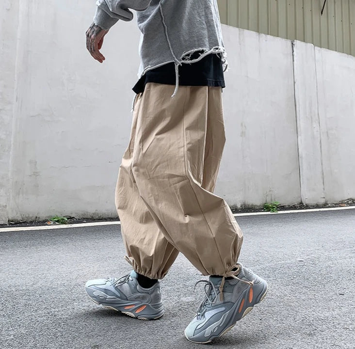 HEARUJOY  -  Solid Color Loose Thin Men's Casual Wide-leg Pants Summer High Quality Slacks Fashion 2025 Cotton Xxxl Y2k Male Cropped Trousers